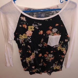 Baseball Style Floral Tee